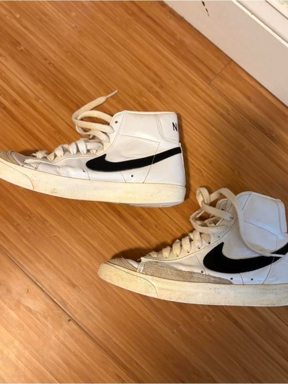 Nike White and Black High-Top Platform Sneakers